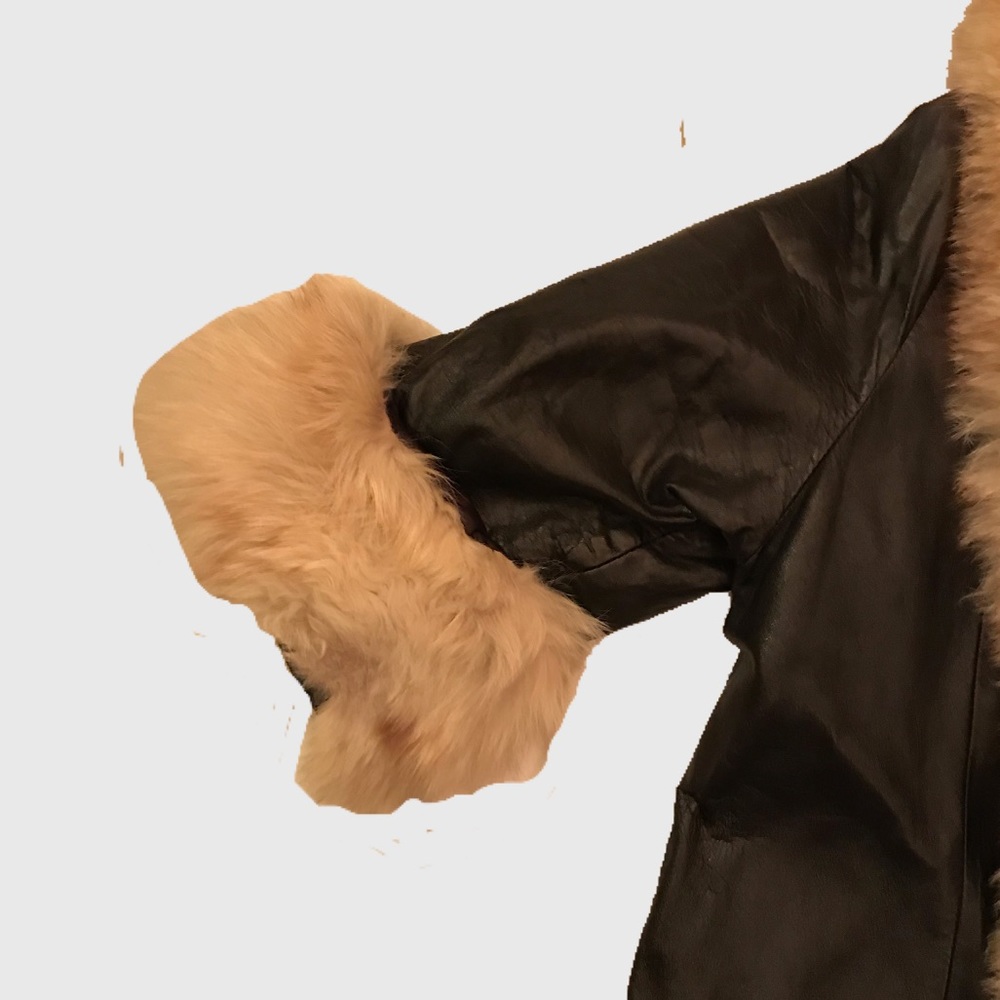 VTG LEATHER AND FOX FUR COAT - Picture 3 of 7